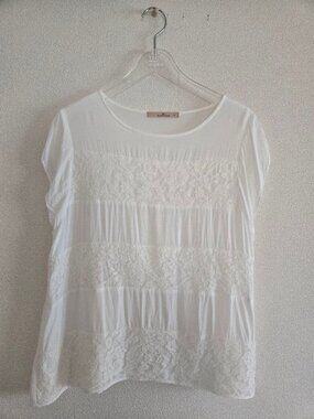 Dearful Pullover Blouse Size L White